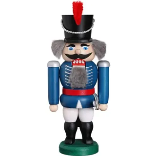 Seiffener Volkskunst Nussknacker Husar blau Größe 20 cm