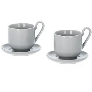 blomus Tasse blomus RO 2 Espressotassen mit Untertasse 80 ml Porzellan mourning, Porzellan