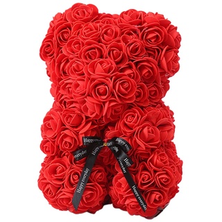 25 cm romantische falsche Rosenblumenschaumbär Doll Valentinstag Geburtstag Weihnachtsgeschenk-Rot