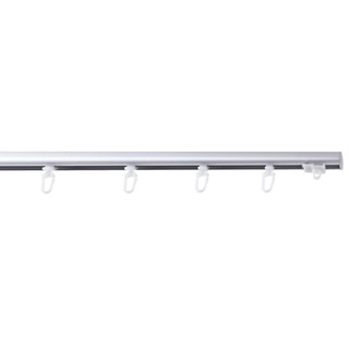 Gardinenschiene 100, GARESA, 1-läufig, Wunschmaßlänge, schlichte Aluminium-Innenlaufgarnitur, verlängerbar, Deckenmontage grau 260 cm