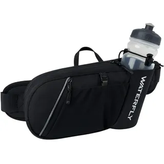 WATERFLY Bauchtasche Herren Damen mit Flaschenhalter: Sportliche Klein Gürteltasche Stylische Joggen Hüfttasche Gassi Bumbag Hundetraining Bum Belt MTB Hipbag Reisen Bauchbeutel Sport Hip Bag