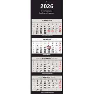 XXL 4-Monatskalender 2026 schwarz großer Wandkalender Bürokalender 4 Monate