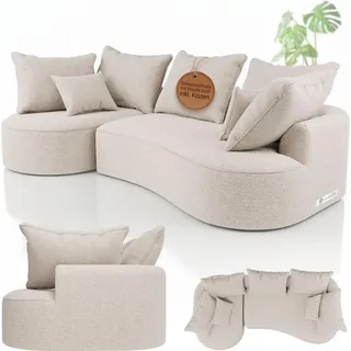 Juskys Eckcouch Bouclé 4-Sitzer Creme
