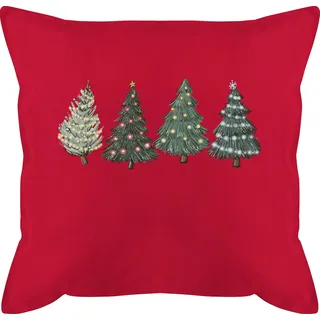 Shirtracer Kissen 50x50 - Weihnachtskissen Christmas Geschenke - Weihnachtsbäume - 50 x 50 cm - Rot - weihnachtskissenbezug weihnachtskissenhülle weihnacht Tannenbaum mit füllung Weihnachten