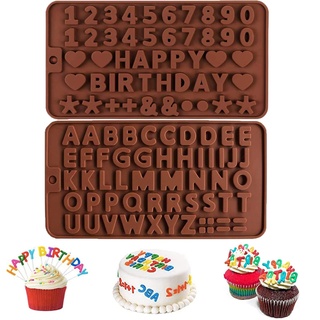 XIONGXIAOZHI Zahlen Silikonformen Buchstaben Silikonformen Schokolade Formen für Seife Herstellung von Süßigkeiten Kuchen Dekorieren DIY Backen Alphabet Alles Gute zum Geburtstag Symbol (2 Stücke)