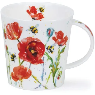 Dunoon Tasse aus feinem Porzellan, Cairngorm Form Busy Bees Muster 480 ml spülmaschinenfest Knochenporzellan poppy