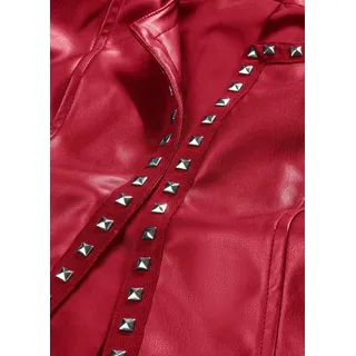 bonprix Lederimitat-Jacke, rot, Gr.46, Zeitloser Lederimitat-Blazer mit NietenLederimitat