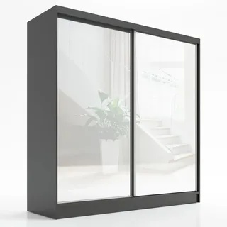 A&J MöbelLand Schwebetürenschrank Ivar 200 x 215 x 59,5 cm Schwarz