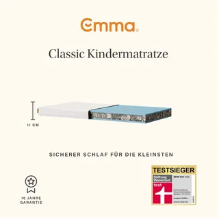Kindermatratze Emma Kindermatratze, atmungsaktiv & waschbar bei 60°C, Emma, 11 cm hoch, (1-tlg), 60 x 120cm & 70 x140cm, Stiftung Warentest " SEHR GUT (1,5)" getestet weiß 70 cm x 140 cm x 11 cm
