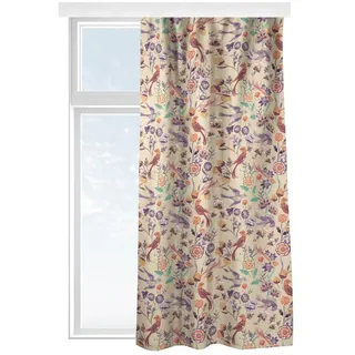 Bilderdepot24 Vorhang Gardine Natur Modern Muster Indisches Muster Vögel Blumen Beige (1 St), Multifunktionsband, blickdicht, Samt, Schiebegardinen Küche Schlafzimmer Wohnzimmer Schiebevorhang beige 130 cm x 150 cm