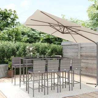 vidaXL Gartenbar-Set 9-tlg. Grau