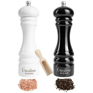 Creative Home Salz-/Pfeffermühle Große Salz und Pfeffermühle Holz Set von 2 Mühlen schwarz 18 cm
