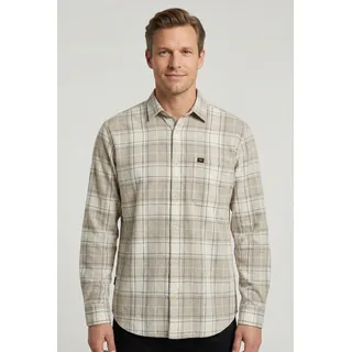 Langarmhemd CAMEL ACTIVE, Herren, Gr. XL, N-Gr, stormy blau, Web, Obermaterial: 100% Baumwolle, kariert, normal hüftbedeckend, Rundhals, 2-Knopf-Manschette, Hemden, mit Karo-Muster