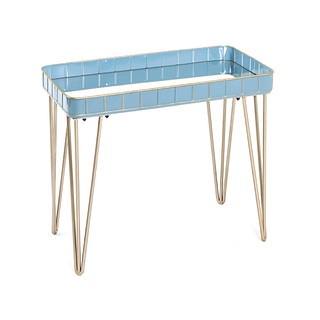 HAKU Möbel Beistelltisch Metall gold-blau 60,0 x 31,0 x 54,0 cm