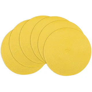 Winknowl Runde Platzsets 6er Set, Abwaschbar Tischmatten rutschfest Abgrifffeste Hitzebeständig Tischsets, 37 cm Runde Platz-Matten für Esstisch (Gelb)