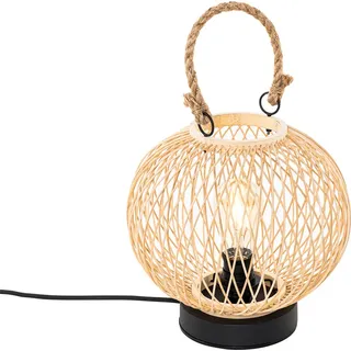 Ländliche Outdoor Tischlampe aus Rattan Calamus - Naturbelassen