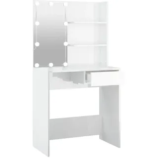 vidaXL Schminktisch mit LED Hochglanz-Weiß 74,5x40x141 cm