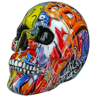 GILDE Dekofigur Totenkopf Street Art bunt 11x19x15 cm Poly Graffiti-Design, Mehrfarbig