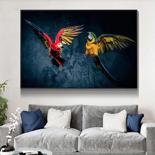 AWKFHF Vögel Papageien Wilde Tiere Bilder,Leinwandbild Poster Kunstdruck Wohnzimmer Deko Schlafzimmer Bilder Wanddekoration (60X80CM,ohne Rahmen)