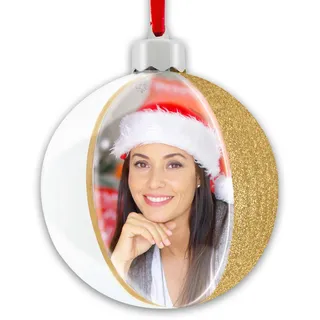 Weihnachtskugel Photo Snowflake gold für Foto ca. Ø 7,5 cm