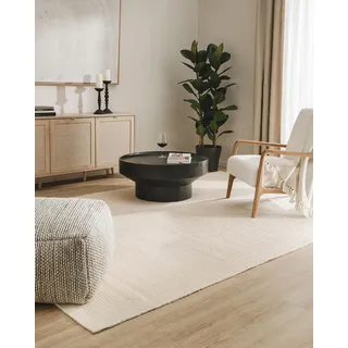benuta Pure Wollteppich Rocco - Weiß 250x300 cm - Handgewebt - Rechteckig & im Style: Wolle, Uni, Boho, Hygge & Cozy, Minimalistisch - Pflegeleicht für Wohnzimmer Schlafzimmer