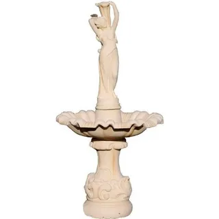 Xlmoebel Gartenbrunnen Rustikaler Steinbrunnen mit Fontäne für entspannende Gartenatmosphäre, (Artikel NAPOLI NOEMI), Hergestellt in Europa weiß