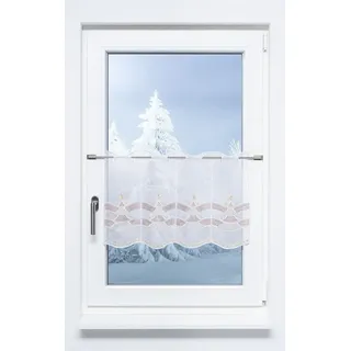 Plauener Spitze® Scheibengardine Moderner Baum, (1 St), halbtransparent, HxB 40x97.8cm grün|rot 97 cm x 40 cm