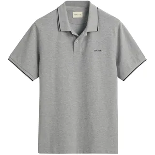 GANT Tipped Piqué Kurzarm-poloshirt Grey Melange XL