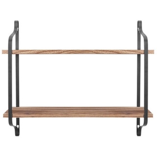 EBUY Wandregalhalter Zweischichtiges Wandregal aus Holz und Metall zum Aufhängen, 1-tlg. braun|schwarz