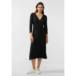 Jerseykleid STREET ONE Gr. 34, EURO-Größen, schwarz (black) Damen Kleider Freizeitkleider in Wickeloptik