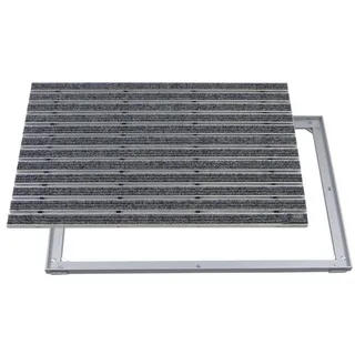 Fußmatte Emco Eingangsmatte DIPLOMAT + Rahmen 15mm Aluminium, Rips Hellgrau, Emco, rechteckig, Höhe: 15 mm, Größe: 1000x500 mm, für Innen- und überdachten Außenbereich grau 100 cm x 50 cm x 15 mm
