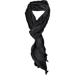 TigerTie gecrashter Damen Seidenschal in schwarz einfarbig - Schal Gr. 180 x 50 cm - Größe: ca. Länge 180 cm, Breite 50 cm