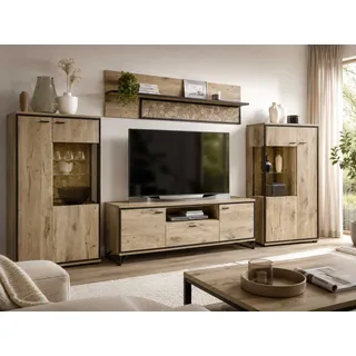 Wohn-Concept Ruben Wohnwand 1 Holzwerkstoff Viking Oak/Schwarz - Schwarz
