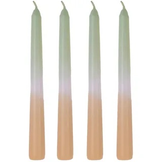 ReWu Kerze Spitzkerze mit Farbverlauf Aloe/Beige Pastellfarben 4er-Set Echtwachskerze Wohndekoration Bunt Geschenkidee 2 x 20 cm