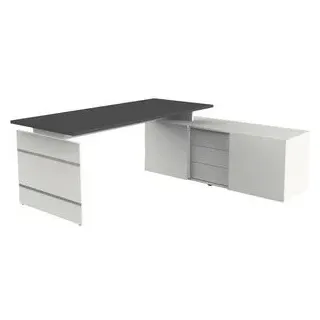 Kerkmann Schreibtisch Aveto, 4469, anthrazit, mit Sideboard, L-Form, 180 x 74 x 160 cm