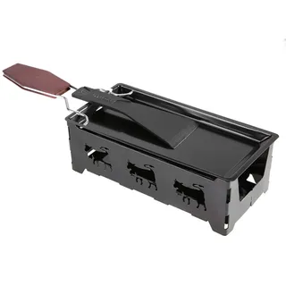 CHICIRIS Käse-Raclette, Faltbare Candlelight-Käseschmelzpfanne Antihaft-Teelicht-Raclette-Bräter mit Pfannenwender und Holzgriff, Schwarz