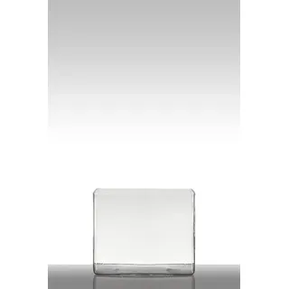 INNA-Glas Blumentopf Glas MIRJA, Quader - rechteckig, klar, 25x18x20cm - Windlicht weiß