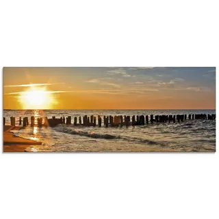 ARTland Wanddeko Glasbilder Wandbild Glas Bild einteilig 125x50 cm Querformat Strand Meer Küste Sonnenuntergang Natur Landschaft Nordsee Maritim T3ZU