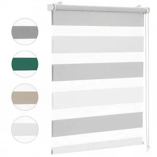 Doppelrollo Doppelrollo Zebra Rollo Zweifarbig Klemmfix ohne Bohren Sichtschutz, Sekey, freihängend, Extra breite Stoffbahnen, Lichtregulierung, Kettenzug links/rechts grau 130 cm x 150 cm