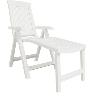 vidaXL Sonnenliege, Gartenliege Klappbar, Relaxliege Verstellbare Rückenlehne, Gartenmöbel Strandliege Liegestuhl, Weiß Kunststoff
