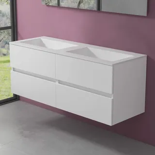 progettobagno Evo 54 Lago Doppel-Waschtisch mit Unterschrank 140 cm ohne Hahnloch