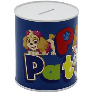 PAW PATROL Spardose Metall Sparbüchse zylindrisch mit Schlitz für Münzen und Scheine