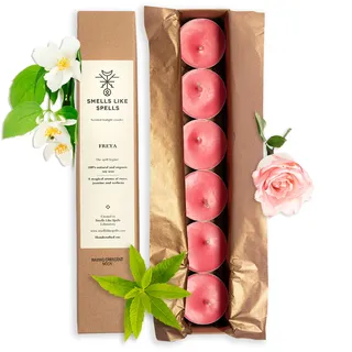 Duft-Teelichter - aus Sojawachs - Ideal für Aromatherapie - Natürliches handgefertigtes Geschenk zum Geburtstag, Valentinstag, Weihnachten - 6 Stück, rot, Einheitsgröße 500078