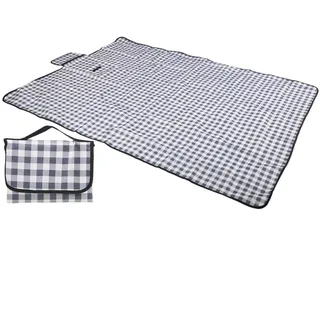Demeras Gro?er Picknick Teppich wasserdichte Picknickdecke im Freien Ox Stoff Picknickunterlage Feuchtigkeitsbest?ndiger, verdickter Strand f ̈1r Campingwanderungen(Blau Weiss)
