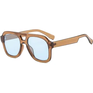Long Keeper Retro Pilot Sonnenbrille Herren Damen 70er Vintage Sonnenbrille Pilotenbrille Eckig Klassisch Piloten Gelb Getönte Brille, 50MM - 50 mm