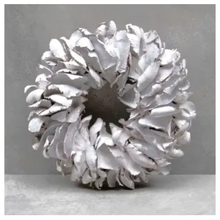 Couronne Dekokranz Deko Kranz Palmblatt Maritim Weiß Klein Naturmaterialien 26 cm, Naturmaterialien weiß