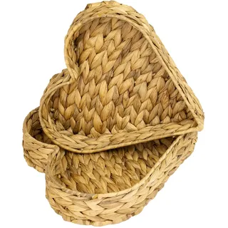 HMF Aufbewahrungskorb geflochten aus Wasserhyazinthe 29 x 26 x 8 cm beige