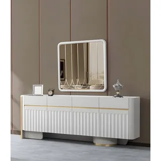 JVmoebel Sideboard Weißes Designer Sideboard aus Holz mit Spiegel für das Wohnzimmer (2 St) weiß