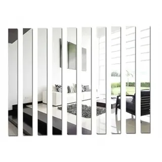 Deccart Spiegelfliesen Wandaufkleber | selbstklebende flexible Spiegelfolie | Dekorstreifen 5 Meter (Silber)