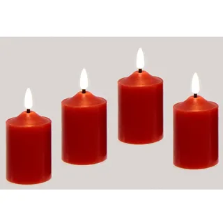 I.GE.A. LED-Kerze Kerzen 4er Set, aus Echtwachs Deko Stumpenkerze Adventskerze Adventskranz rot 5,5 cm x 7,5 cm